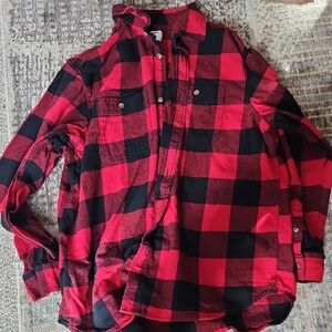 Old Navy Red and Black Checkered Men's Shirt